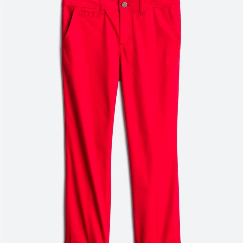 Red mid rise skinny pants